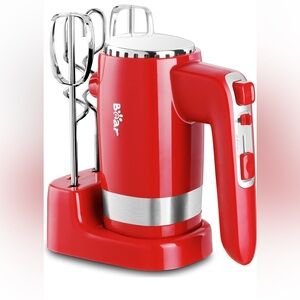 Bear Red Hand Mixer with Stand